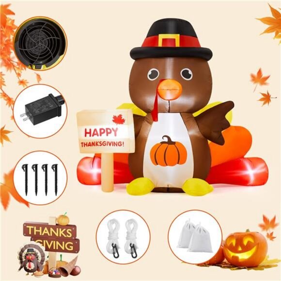 5.2 FT Long Outdoor Thanksgiving Inflatable Turkey...